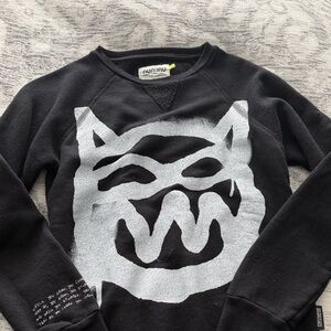 Nununu Black and Gray Graphic Crewneck Sweater